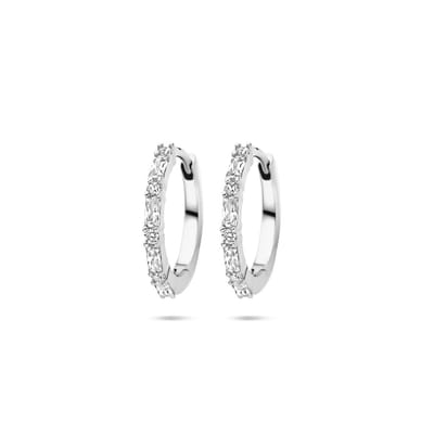 Zilver Gerhodineerd Klapoorringen Zirkonia 15 Mm 1339597