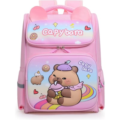Capybara Kinderen Schooltassen Voor Jongens Meisjes Kinderrugzak Basisschool Orthopedische Schoolrugzak Waterdichte Schooltas Boekentas pink