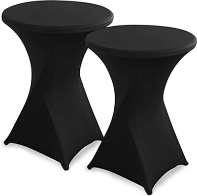Set van 2 Stretch Statafelhoezen - Ø 80-85 cm - Elegante Tafelhoes voor Feesten en Bruiloften - Zwart