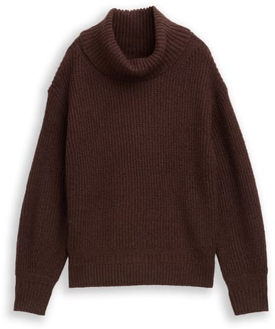 Tom Tailor - Losvallende coltrui - Maat XL - dark pecan brown melange