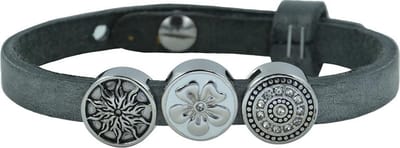 Quiges Leder Armband met 3 Aanschuif Knopen - Dames - RVS - 24cm