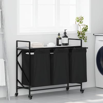 vidaXL - Wasmand - 3 - vakken - met - planken - grijs - sonoma - eiken
