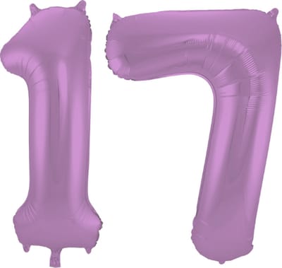 Folieballon 17 jaar metallic paars 86cm