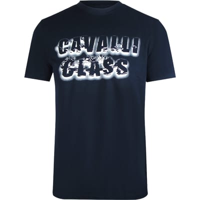Cavalli Class Smoke Bold Logo Marineblauw T-shirt