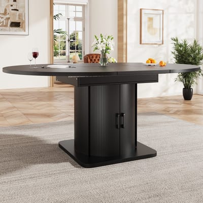FloraGrace Uitklapbare Eettafelset – 4 Stoelen – Ruime Opbergruimte En Flexibel Gebruik – Voor Keuken En Woonkamer – MDF En Linnen – Zwart