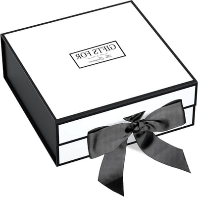 Grote Gift Box 45x37x18cm met Magnetische Deksel en Strik voor Verjaardagen, Bruiloften en Jubilea - Witte Cadeauverpakking met Wenskaarten
