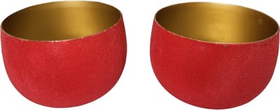 Set 2x Fluweelrode Goudkleurige Theelichthouders Waxinelichten 13 x 10 cm