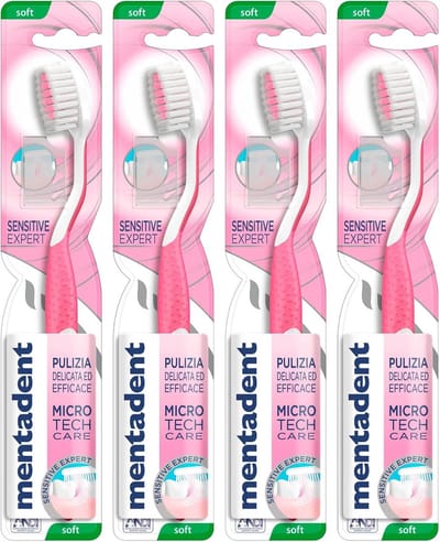Tandenborstels Zacht - Poetsers Set - Dagelijkse Mondzorg - Micro Tech Care - 4 Stuks - Blauw