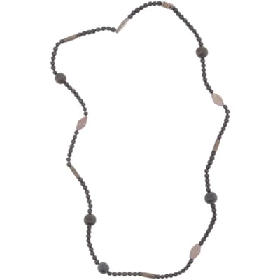 Behave – Ketting – Houten kralen – Bruin;Zwart;Grijs – 90 cm – Boho Chic