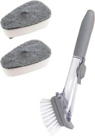 Livano Afwasborstel Met Zeepdispenser - Afwasborstel - Met Zeepreservoir - Dish Brush - Handvat + Opzetborstel