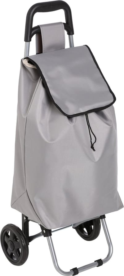 5Five Boodschappen trolley tas - inhoud 30 liter - grijs - met wielen - Boodschappentas - 35 x 28 x 92 cm