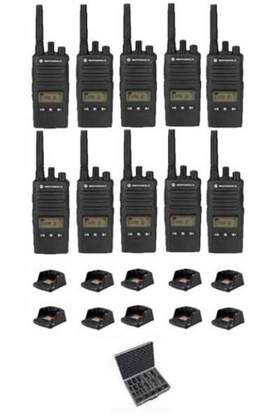 Set van 10 Motorola XT460 IP55 PMR446 Portofoon met tafellader en koffer