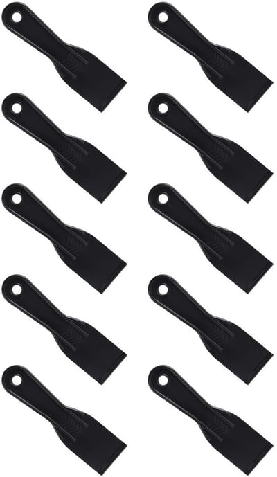 Dailygoods- Plamuurmes Set van 10 - Zwart Plastic - Flexibel Schraper - Muurschraper - Reparatie Accessoire - 17,8x5 cm