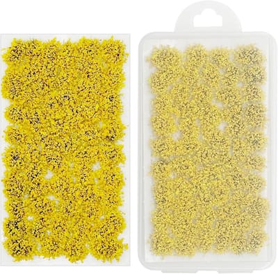 Miniatuur Gras Tufts en Bloemen Vegetatie voor DIY Architectuur en Modelspoor Diorama, Geel, Perfect voor Tuinlandschapsindeling