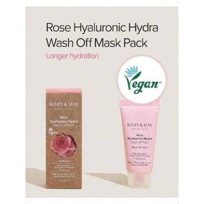 Mary&May Vegan Rose Hyaluronic Hydra Wash Off Mask 30ml of 125ml - Crème Kleimasker Voor Hydratatie, Poriën Zuiveren, Huid Verzachten - Koreaanse Huidverzorging 30ml white