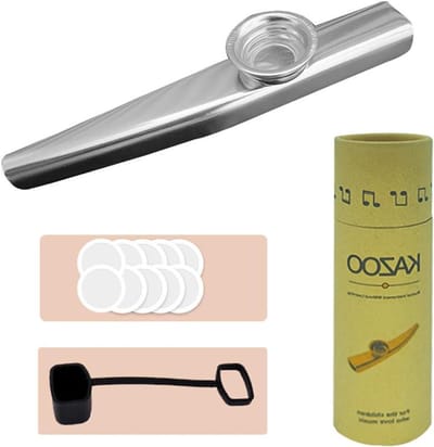 Kazoo Muziekinstrument - Mondharmonica - Muziek Maken - Eenvoudig Membraan Vervangen - 11.5 x 10.5 x 1.5 cm - Zilver