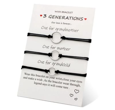Akyol - Generatie armband - Cadeau voor oma -cadeau voor mama - armband voor 3 - armband voor oma kleinzoon en moeder – vrienden - Relatie – opa - Hartje – zwart – familie - 30 cm – mama – 3 generaties