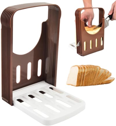 Broodsnijmachine Opvouwbaar - Brood Snijder - Zelf Brood Maken - Instelbare Dikte - 14.5 x 22.3 cm - Donkerbruin