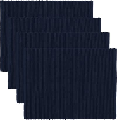 JGS ® Set van 4 Donkerblauwe Effen Katoenen Placemats, Afwasbaar en Stijlvol