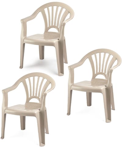 Trendoz Kinderstoel - 3x - kunststof - beige - 35 x 28 x 50 cm - tuin/camping/slaapkamer