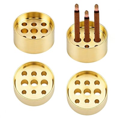 Dailygoods- Wierookhouder Licht Gouden Messing - Wierook Brander - 4 Stuks - Meerdere Gaten - Indoor/Outdoor Gebruik - 0,79 inch Diameter - Wierookbrander