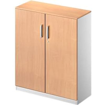 Schäfer Shop  Genius Vleugeldeurkast TETRIS SOLID, 3 ordnerhoogten, B 800 mm, afsluitbaar, met afdekplaat, beukenpatroon/blank aluminium