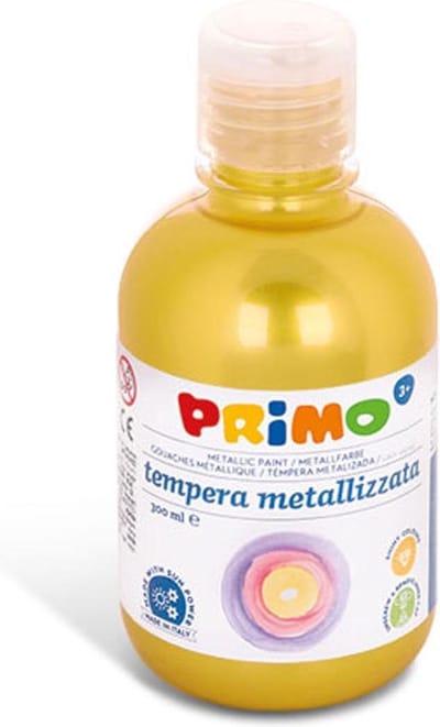 Metallic Verf – Geel - PRIMO Verf – Gele Metallic Verf – Glanzende Verf – Waterbasis Verf – Verf Voor Papier – Verf Voor Karton – Verf Voor Hout – Metallic Hobbyverf - 300ml