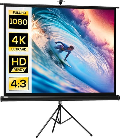 ECTEATOY® Projectiescherm 84 inch - 4:3 Beamer Scherm - Mobiel Projector Scherm voor Thuisbioscoop en Kantoor - 171 x 131 cm - Zwart