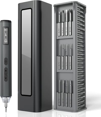 Tehtuy Mini Elektrische Schroevendraaierset - 0.5 N.m Max. Koppel - 5 Instelbare Standen & 60 Magnetische Bits - Oplaadbaar via USB-C - Voor PC, Laptop & iPhone
