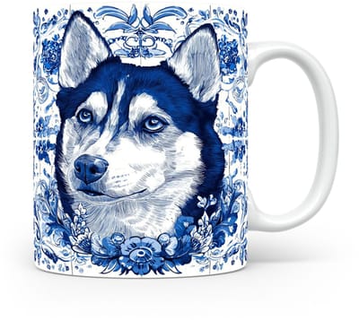 Mok Husky Beker voor koffie of tas voor thee, cadeau voor dierenliefhebbers, moeder, vader, collega, vriend, vriendin, kantoor, opa, oma, hond, kerst, sinterklaas, verjaardag