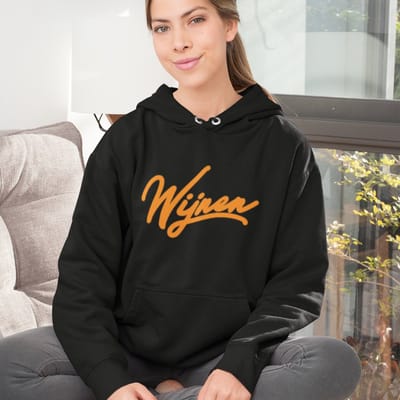 Zwarte EK WK Koningsdag Hoodie Wijnen Oranje - Maat XS - Uniseks Pasvorm - Oranje Feestkleding