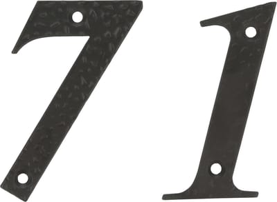 AMIG Huisnummer 71 - massief gesmeed staal - 10cm - incl. bijpassende schroeven - zwart