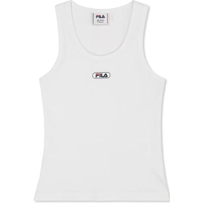 FILA Forcone Logo Rib Tank Top Bright White Maat: 134/140 | T-Shirts Outlet | Unisex | Wit