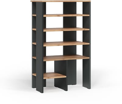 Vicco Marlon Schoenenkast – 60 x 100 cm met 5 compartimenten Antraciet/gouden eik