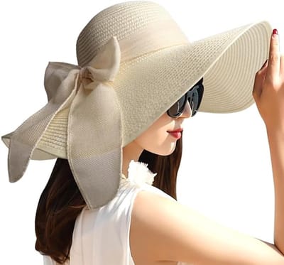 Daity 1-pack - zonnehoed dames, strohoed dames - zomerhoed met brede rand - opvouwbare rolhoed met zachte rand - zonwerende hoed (khaki)