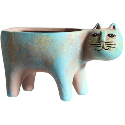 Accessoires de chambre Pot de fleurs en céramique Chat mignon Pots pour plantes succulentes Vase Simulation Animal Pots de dessin animé Jardinières pour plantes d'intérieur gray