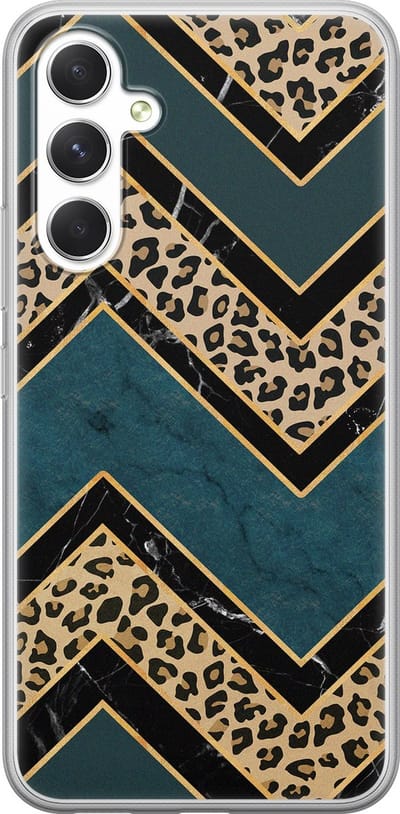 Leuke Telefoonhoesjes - Hoesje geschikt voor Samsung Galaxy A54 - Luipaard zigzag - Soft case - TPU - Luipaardprint - Multi
