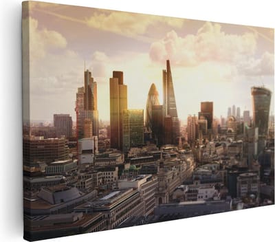 Artaza Canvas Schilderij London - 30x20 cm - Klein - Wanddecoratie Skyline - Muurdecoratie Stad - Kamer Accessoires Woonkamer