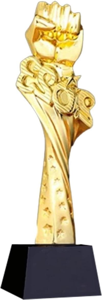 Gouden Vuist Trofee - Kampioen Prijs - Wedstrijd Beloning - 3D Galvaniseer Proces - Hoog 29cm - Goud