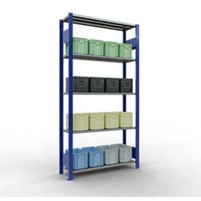 Legbordstelling MULTIplus150 - 5 legborden - L 2000 x B 300 x H 2000 mm - draagvermogen 150 kg - gentiaanblauw RAL 5010