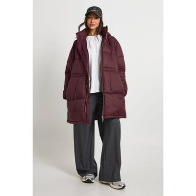boohoo Dames Capuchon pufferjack met ingesnoerde taille | Chocolate | Maat: 8