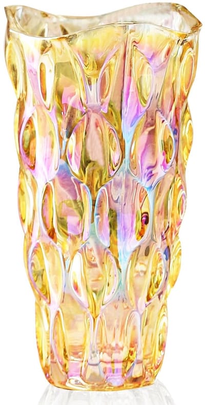 Dailygoods- Bloemenvazen Onbreekbaar - Glazen Vazen - Vintage/Kleurrijk - Decoratie voor Woonkamer - Geschikt voor Rozen/Tulpen - Hoogwaardig Kristalglas - Vaas