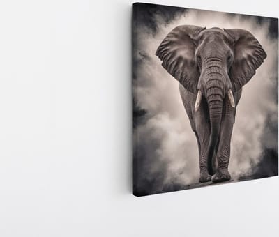 Saammp Canvas Schilderij - Olifant - Abstract - Afrika - Dieren - 20x20 - Foto op canvas - Wanddecoratie - muurdecoratie Woonkamer - Slaapkamer decoratie - Canvas Print