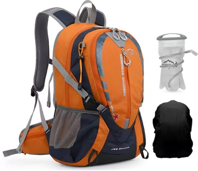 CarryQuest® - 25L Hydratatie Rugzak - Polyester Fiets- & Wandelrugzak met 2L Waterzak, Regenhoes, Drinksysteem, Rugventilatie & Front-/Toploader - 45x30x19 cm - Oranje
