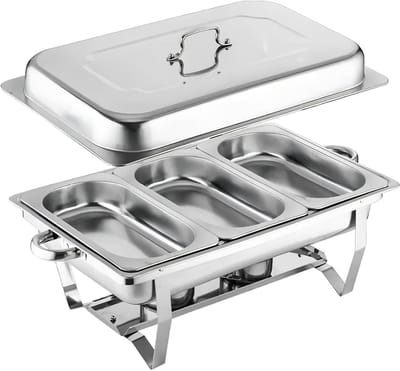 Buffet Warmhoudbak - Serveerpan - Feesten organiseren - Voedselveilig roestvrij staal - 11 liter - Zilverkleurig