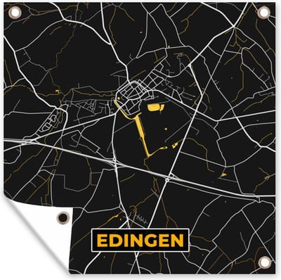 Tuin poster Edingen - Kaart - Plattegrond - Stadskaart - Goud - 200x200 cm - Tuindoek