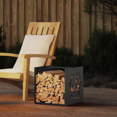 Houtrek - Hout opslag - Hout organiseren - Koudgewalst staal - 40 x 40 cm - Zwart