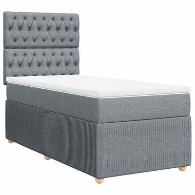 vidaXL - Boxspring - met - matras - stof - lichtgrijs - 100x200 - cm