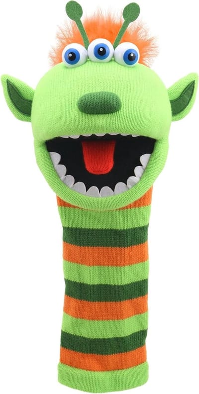 Handpoppen Monster - Poppenkast Poppen - Verhalen Vertellen - Met Pieper - Groot Formaat - Groen