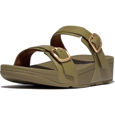 FitFlop Damen Sandalen Lulu Adjustable Slide-Leather ES7 Camo-Green-37